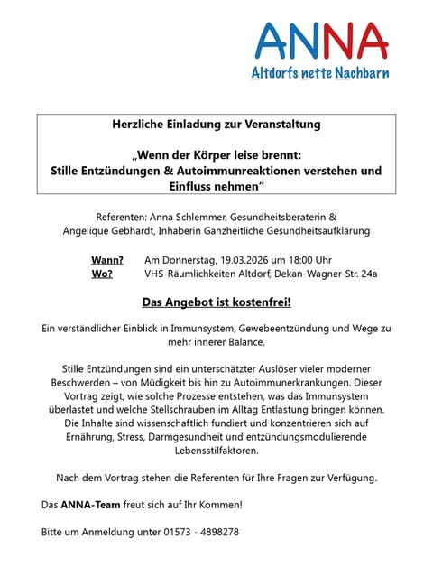 Anna Vortrag Entzündungen