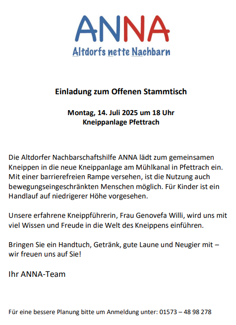ANNA Offener Stammtisch Juli 2025
