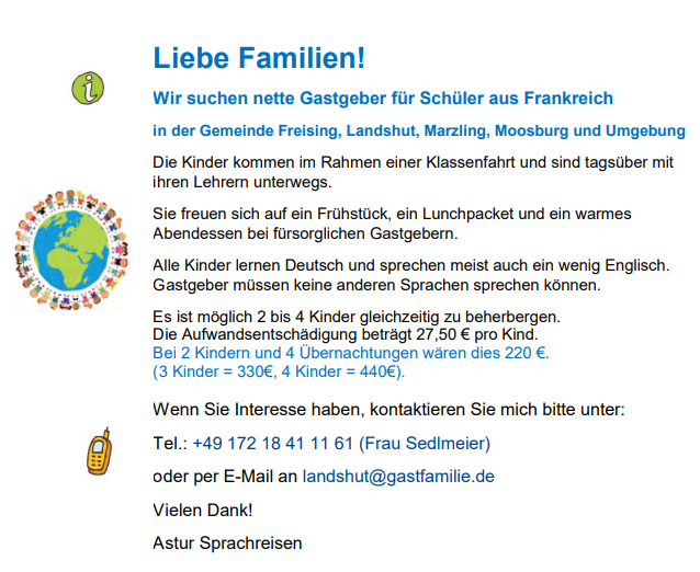Familien für Sprachreisen gesucht