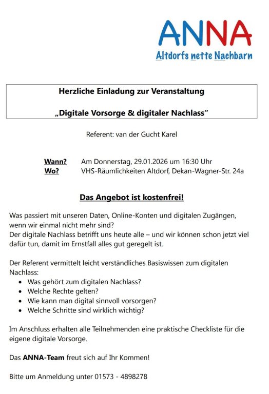 Vortrag ANNA Digitale Vorsorge